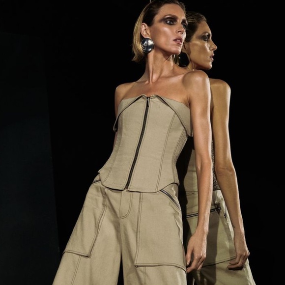 NWT Zara topstitched zipper bustier XS - Picture 8 of 15